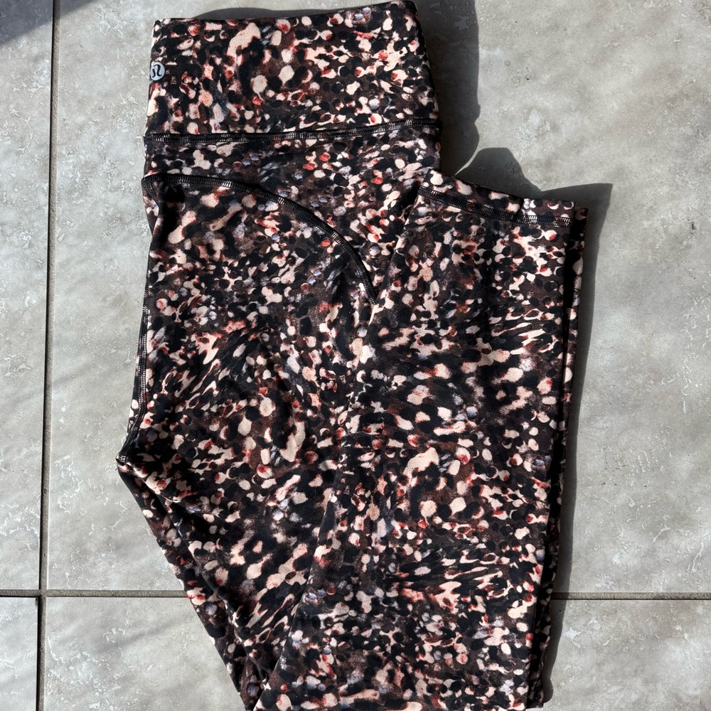 lululemon athletica pink and black patterned Leggings size 10